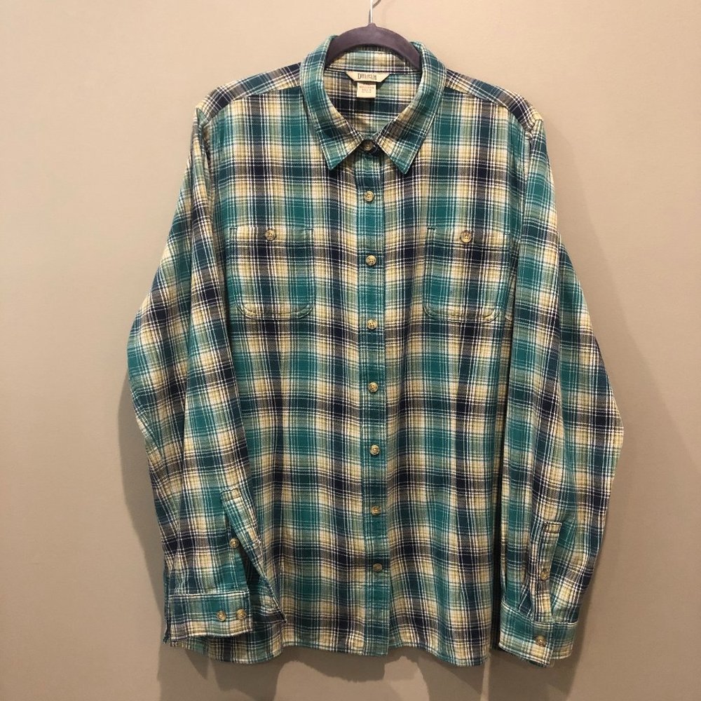 Duluth Trading Green Plaid Flannel